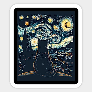 Cat Starry Night Celestial Journeys Sticker